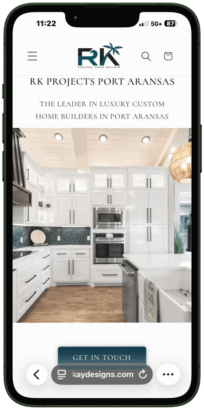 RK Projects Port Aransas mobile site — luxury custom home builders, kitchen interior